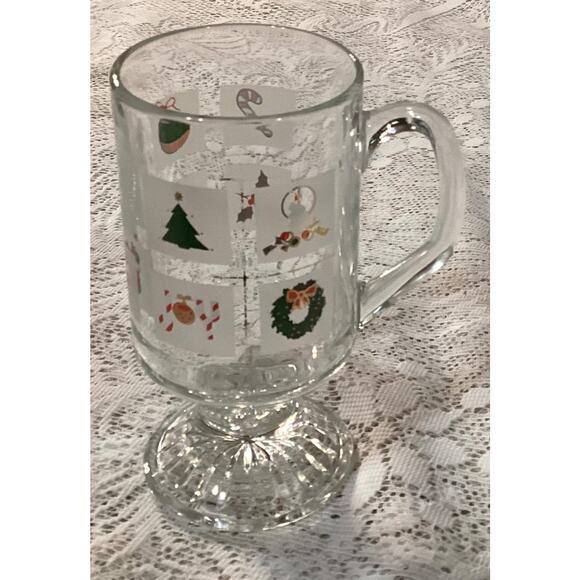 Vintage Set of 4 Culver Mid Century Christmas Potpourri Footed Mugs #4031 - Picture 9 of 9